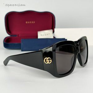 NEW Gucci GG1402S 001 Black Grey Women Square Sunglasses GG 1402S